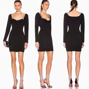 NICHOLAS Viviana Embellished Bodycon Corset Knitted Mini Sweater Dress NEW Large